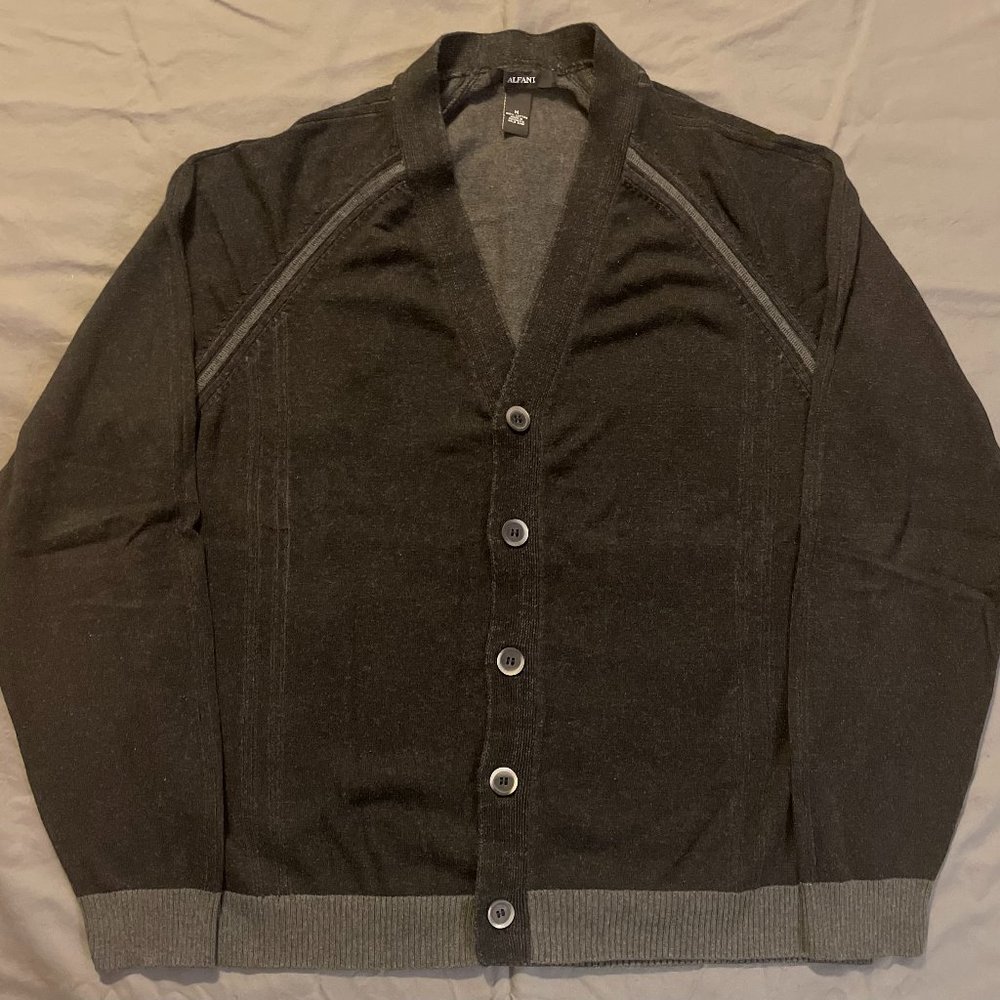 Alfani Black with Gray Accents Cardigan - Medium